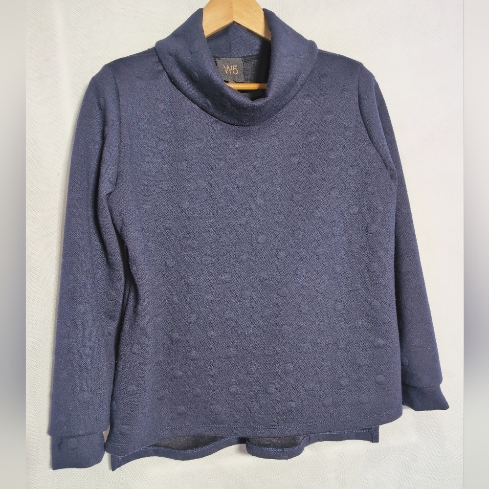 W5 Circle Pattern Sz L Women's Navy Sweater